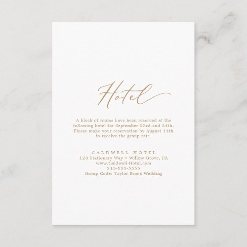 Delicate Gold Calligraphy Hotel Enclosure Card