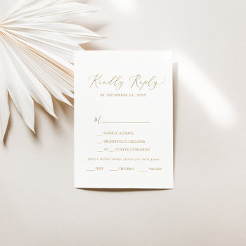 Delicate Gold Calligraphy Menu Choice Rsvp Card by FreshAndYummy at Zazzle