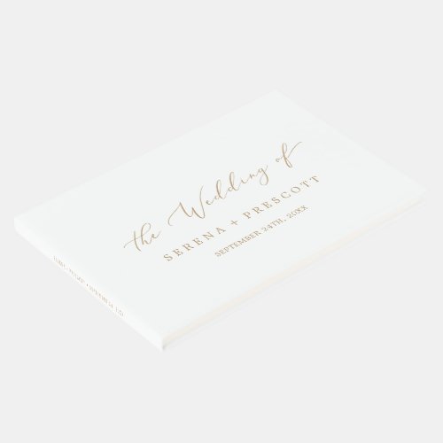 Delicate Gold Calligraphy Monogram Back Wedding Guest Book