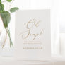 Delicate Gold Calligraphy Oh Snap Wedding Hashtag Pedestal Sign