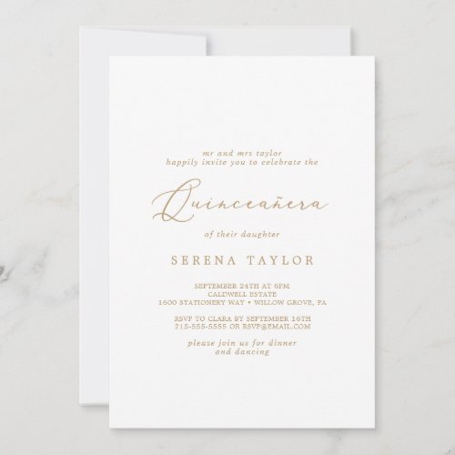 Delicate Gold Calligraphy Quinceañera