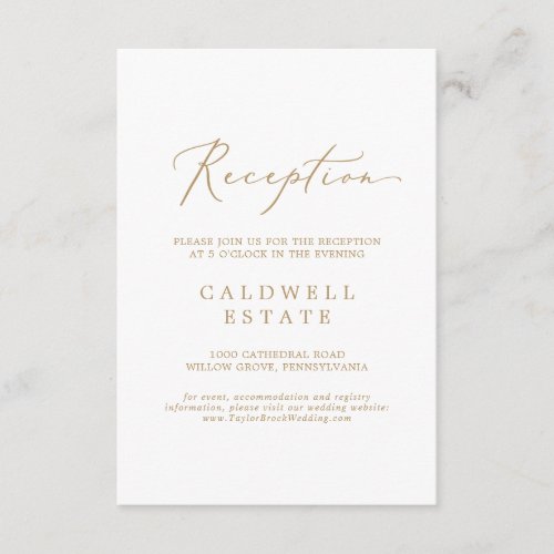 Delicate Gold Calligraphy Reception Insert Card
