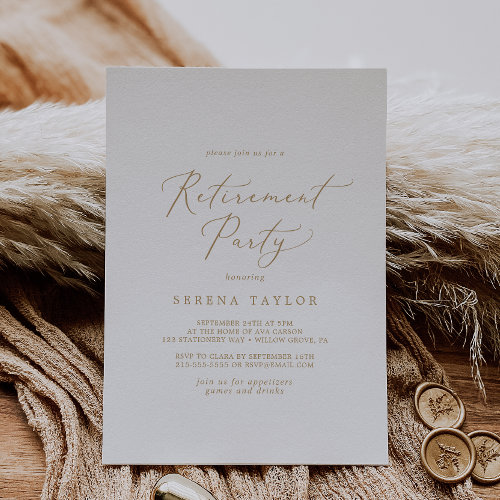 Delicate Gold Calligraphy Retirement Party