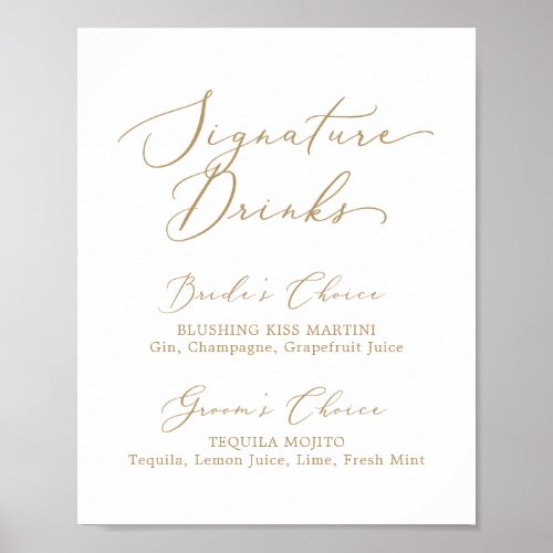Delicate Gold Calligraphy Signature Drinks Sign
