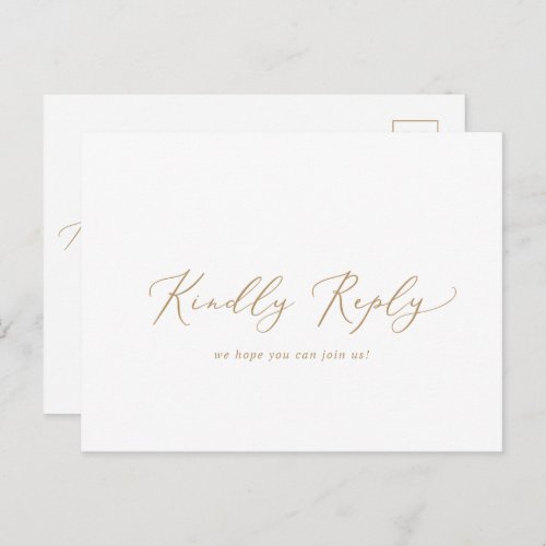 Delicate Gold Calligraphy Song RSVP Postcard