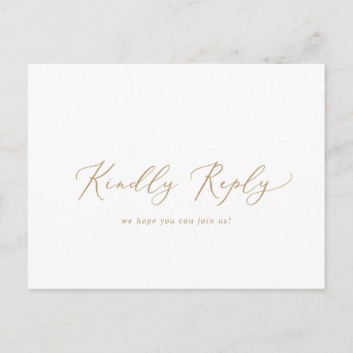 Delicate Gold Calligraphy Song RSVP Postcard