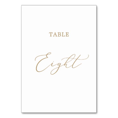 Delicate Gold Calligraphy Table Eight Table Number