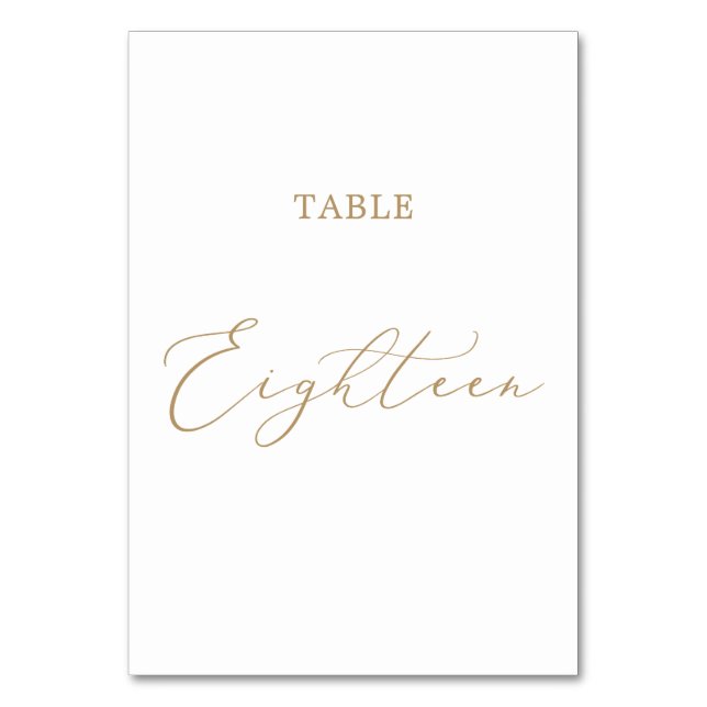 Delicate Gold Calligraphy Table Eighteen Number (Front)
