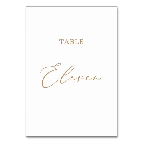 Delicate Gold Calligraphy Table Eleven Table Number