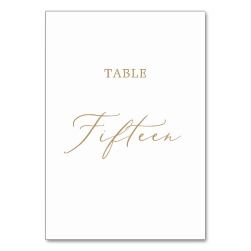 Delicate Gold Calligraphy Table Fifteen Table Number