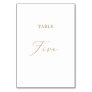Delicate Gold Calligraphy Table Five Table Number