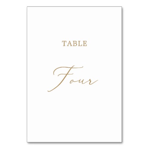 Delicate Gold Calligraphy Table Four Table Number
