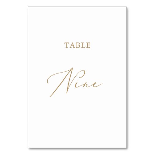 Delicate Gold Calligraphy Table Nine Table Number