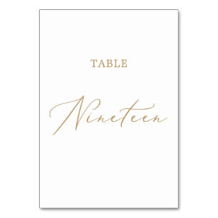 Delicate Gold Calligraphy Table Nineteen Number