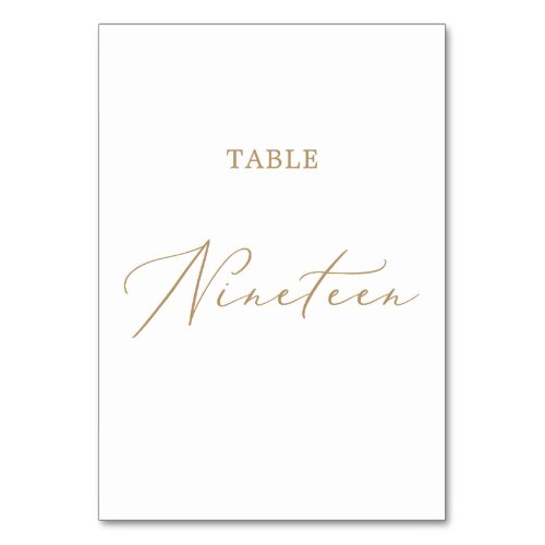 Delicate Gold Calligraphy Table Nineteen Table Number