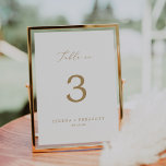 Delicate Gold Calligraphy Table No. Table Number<br><div class="desc">This delicate gold calligraphy table no. table number is perfect for a modern wedding. The romantic minimalist design features lovely and elegant champagne golden yellow typography on a white background with a clean and simple look. The card prints on the front and back (double-sided). Items are printed exactly as they...</div>