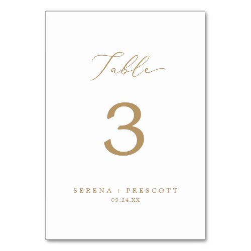 Delicate Gold Calligraphy Table Number