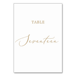 Delicate Gold Calligraphy Table Seventeen Number