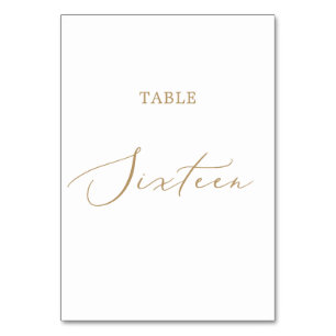 Delicate Gold Calligraphy Table Sixteen Number