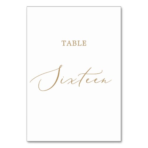 Delicate Gold Calligraphy Table Sixteen Table Number