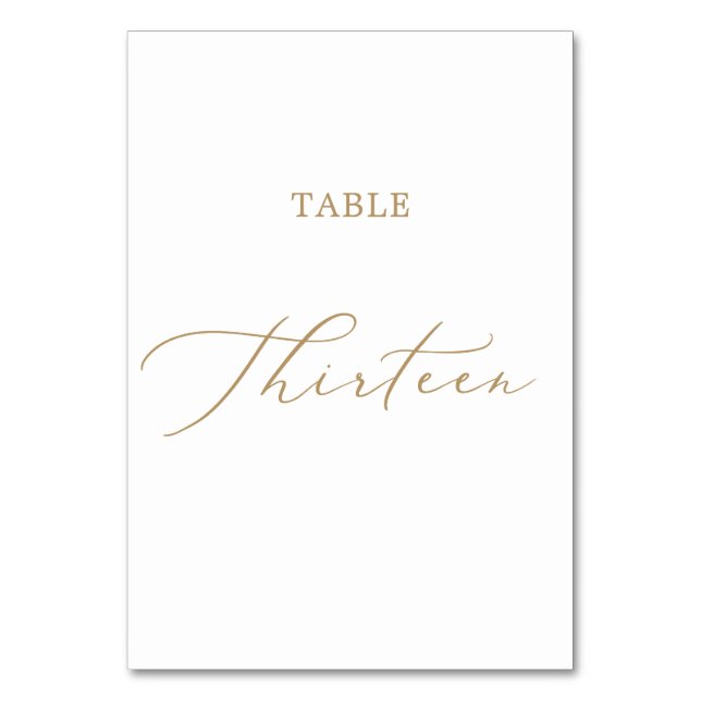 Delicate Gold Calligraphy Table Thirteen Number (Front)