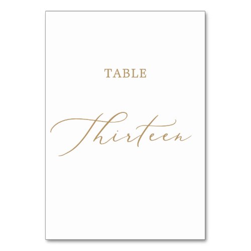 Delicate Gold Calligraphy Table Thirteen Table Number