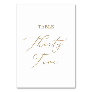 Delicate Gold Calligraphy Table Thirty Five Number