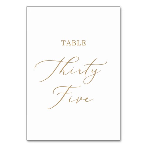 Delicate Gold Calligraphy Table Thirty Five Table Number