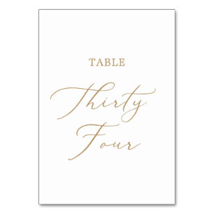 Delicate Gold Calligraphy Table Thirty Four Number