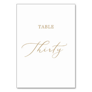 Delicate Gold Calligraphy Table Thirty Number