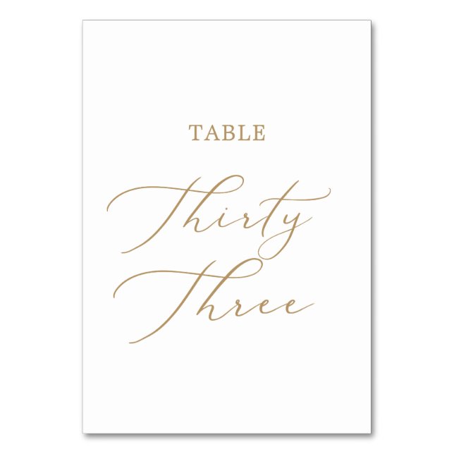 Delicate Gold Calligraphy Table Thirty Three Number (Front)