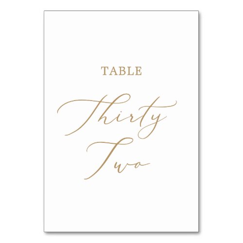 Delicate Gold Calligraphy Table Thirty Two Table Number