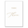 Delicate Gold Calligraphy Table Three Table Number