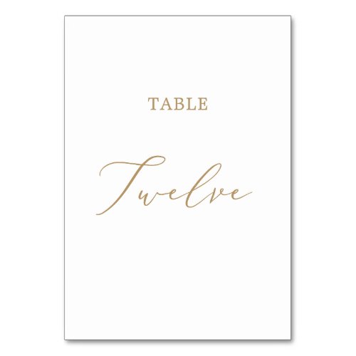 Delicate Gold Calligraphy Table Twelve Table Number