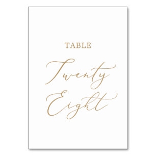 Delicate Gold Calligraphy Table Twenty Eight Number