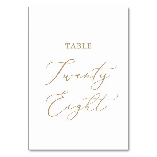 Delicate Gold Calligraphy Table Twenty Eight Table Number