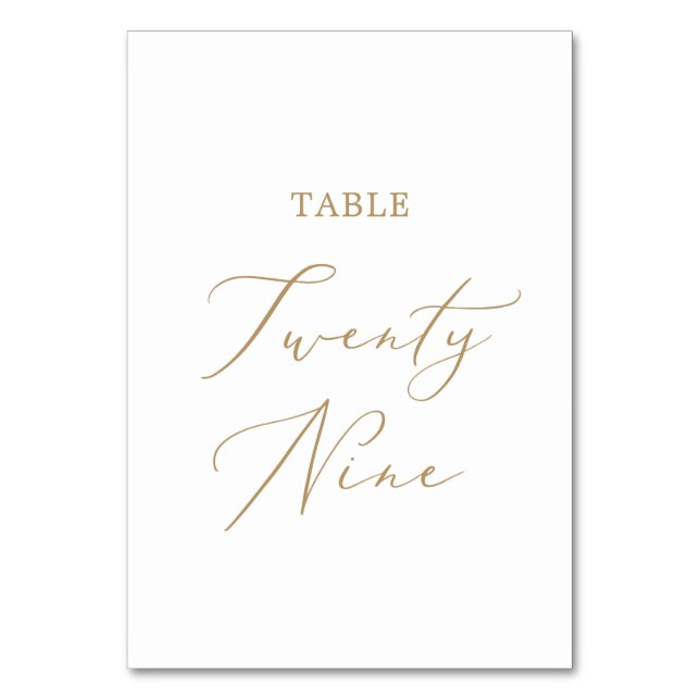 Delicate Gold Calligraphy Table Twenty Nine Number (Front)