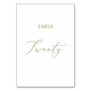 Delicate Gold Calligraphy Table Twenty Number