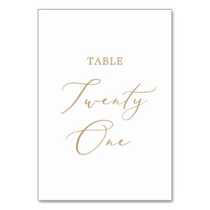 Delicate Gold Calligraphy Table Twenty One Number
