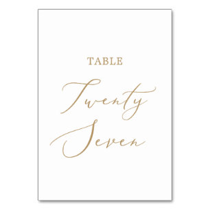 Delicate Gold Calligraphy Table Twenty Seven Number