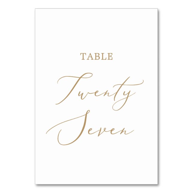Delicate Gold Calligraphy Table Twenty Seven Number (Front)