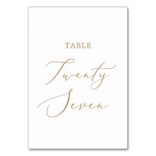Delicate Gold Calligraphy Table Twenty Seven Table Number