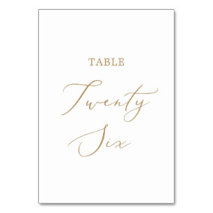 Delicate Gold Calligraphy Table Twenty Six Number