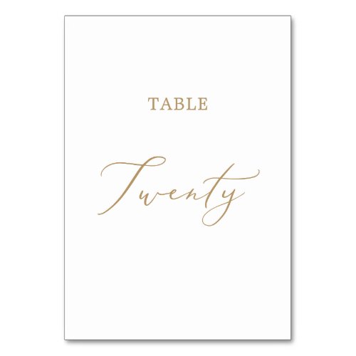 Delicate Gold Calligraphy Table Twenty Table Number