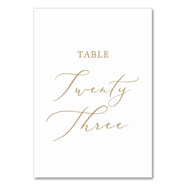 Delicate Gold Calligraphy Table Twenty Three Number (Front)