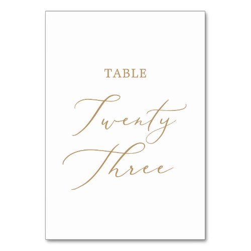 Delicate Gold Calligraphy Table Twenty Three Table Number