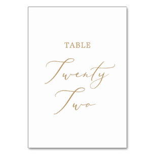 Delicate Gold Calligraphy Table Twenty Two Number