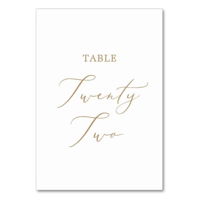 Delicate Gold Calligraphy Table Twenty Two Number (Front)