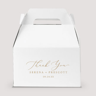 Delicate Gold Calligraphy Thank You Favor Boxes