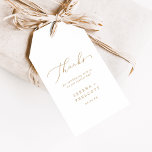 Delicate Gold Calligraphy Thank You Favor Gift Tags<br><div class="desc">These delicate gold calligraphy thank you favor gift tags are perfect for a modern wedding. The romantic minimalist design features lovely and elegant champagne golden yellow typography on a white background with a clean and simple look. Personalize the labels with your names and the date. Change the wording to suit...</div>
